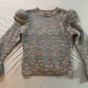 Multicolor Botique Knit Women's Sweater with Shoulder ruffles